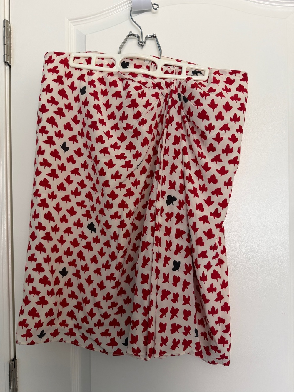 Sonia Rykiel Butterfly Print Draped Skirt Made in Italy White Red Designer